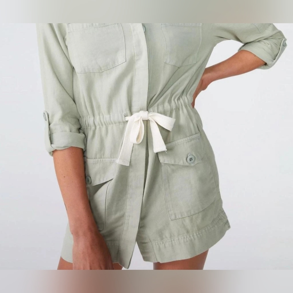 Monrow Twill Pocket Dress Light Olive Green - Picture 2 of 12